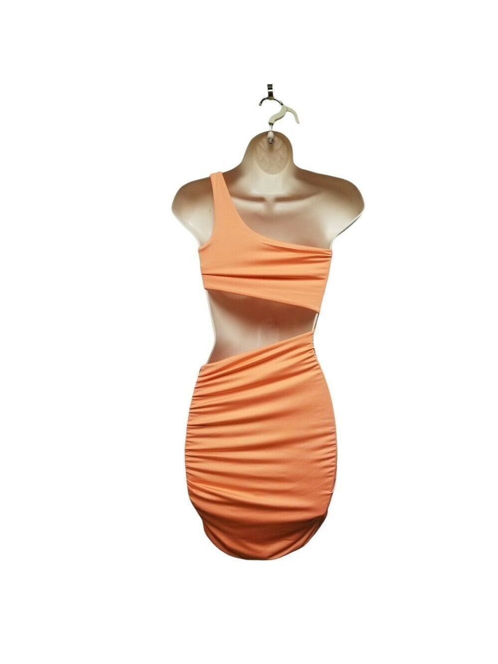 Women's Bandage Dress Shoulder Off Bright Orange Small - Picture 3 of 5